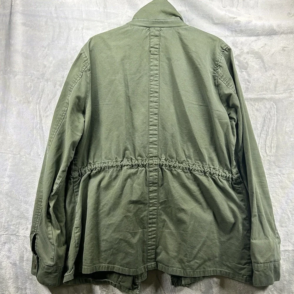 Market & Spruce Military Style Jacket w/Hood Cotton/Spandex Dark Green Sz Large‎